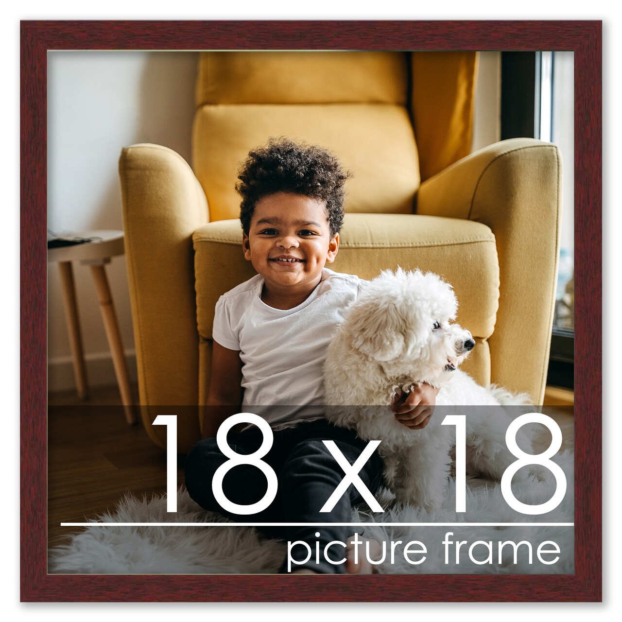 18x18 Minimalist Brown Picture Frame - UV Acrylic, Foam Board Backing, Hanging Hardware